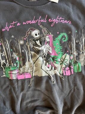 What a Wonderful Nightmare Holiday Sweatshirt - Black with Pink & Green Graphic